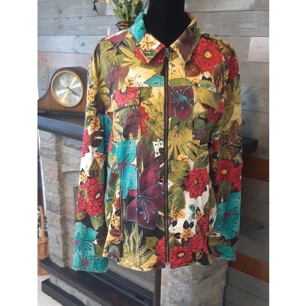 Chico's Tropical Trendy Jacket Party Vacation Layering Piece